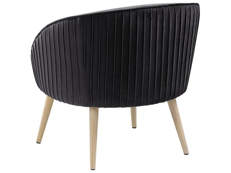 Picture of Divano Curved Accent Chair – Natural Wood with Plush Upholstery