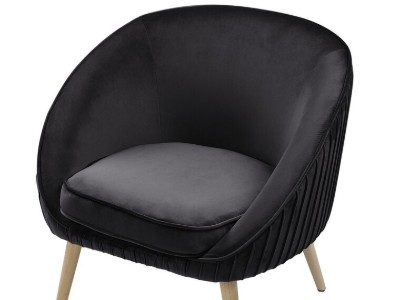 Picture of Divano Curved Accent Chair – Natural Wood with Plush Upholstery