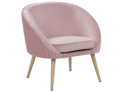 Picture of Divano Curved Accent Chair – Natural Wood with Plush Upholstery