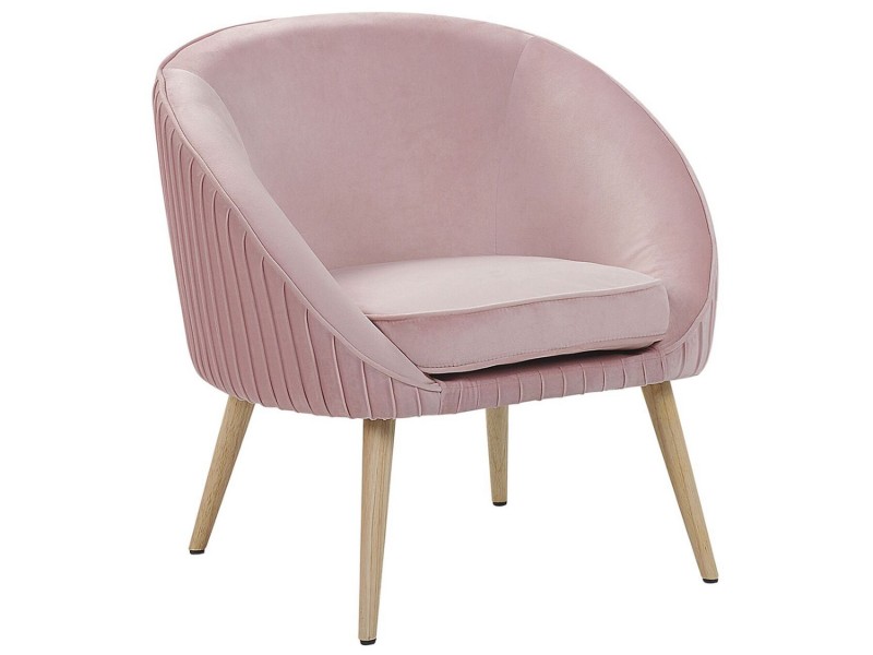 Picture of Divano Curved Accent Chair – Natural Wood with Plush Upholstery