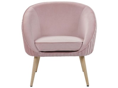 Picture of Divano Curved Accent Chair – Natural Wood with Plush Upholstery