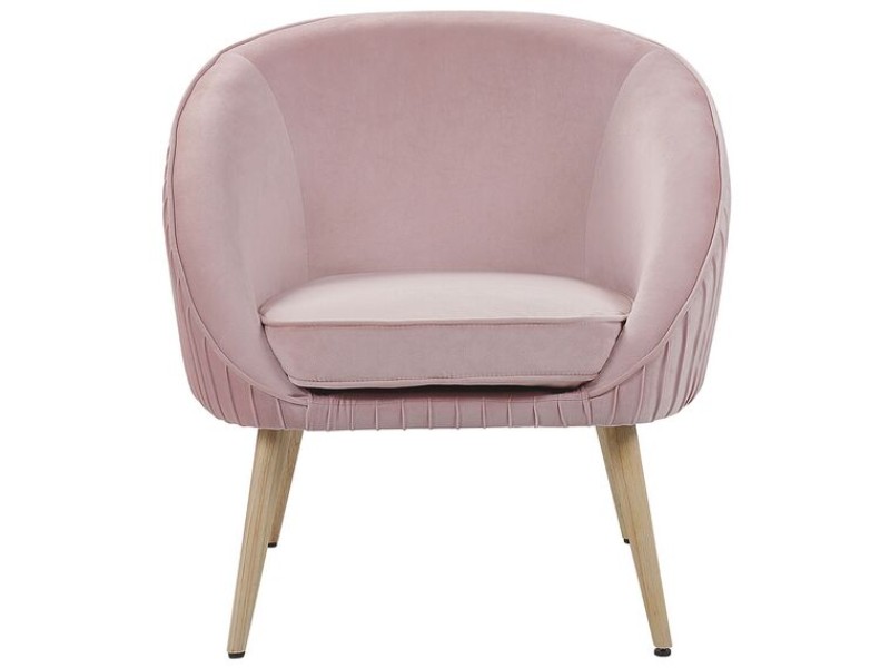 Picture of Divano Curved Accent Chair – Natural Wood with Plush Upholstery