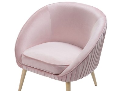 Picture of Divano Curved Accent Chair – Natural Wood with Plush Upholstery