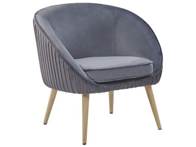 Picture of Divano Curved Accent Chair – Natural Wood with Plush Upholstery
