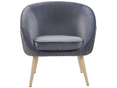 Picture of Divano Curved Accent Chair – Natural Wood with Plush Upholstery