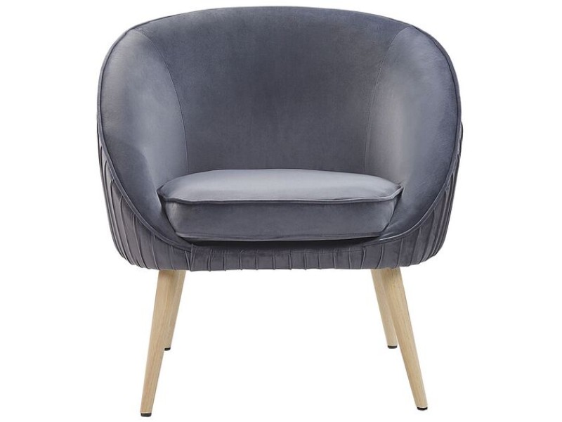 Picture of Divano Curved Accent Chair – Natural Wood with Plush Upholstery