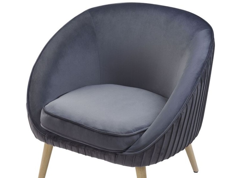 Picture of Divano Curved Accent Chair – Natural Wood with Plush Upholstery