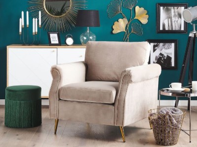 Picture of Daroa Modern Armchair – Natural Wood with Stainless Steel Legs