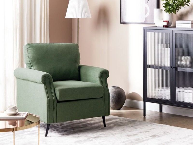 Picture of Daroa Modern Armchair – Natural Wood with Stainless Steel Legs