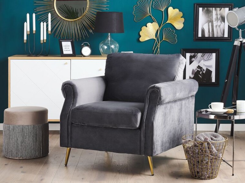 Picture of Daroa Modern Armchair – Natural Wood with Stainless Steel Legs