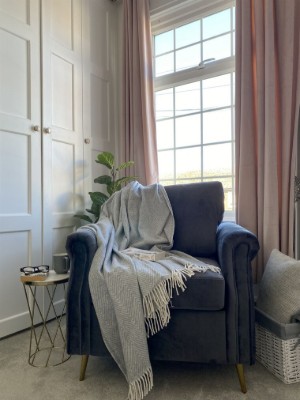 Picture of Daroa Modern Armchair – Natural Wood with Stainless Steel Legs