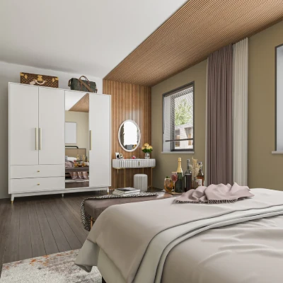 Picture of Miramer Natural wood Wardrobe with Mirror