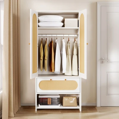 Picture of Pajero Modern wardrobe Natural wood with Rattan
