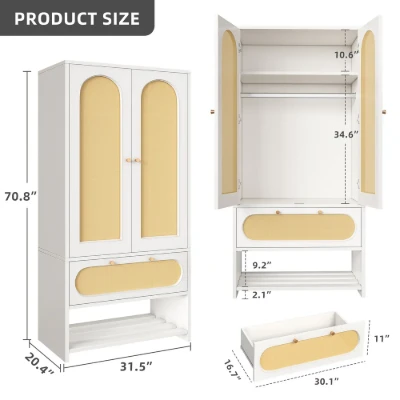 Picture of Pajero Modern wardrobe Natural wood with Rattan
