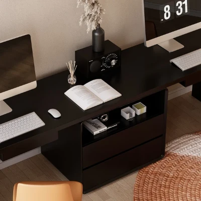 Picture of Clajy – Natural Wood Desk -Modern Desk with 4 Drawers & 1 Cabinet