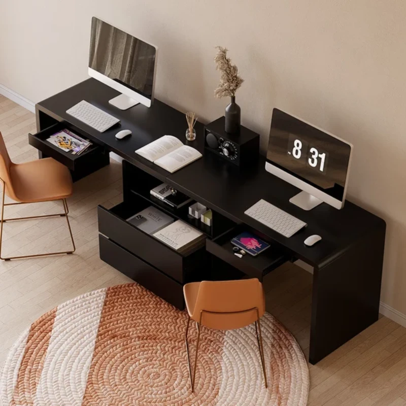 Picture of Clajy – Natural Wood Desk -Modern Desk with 4 Drawers & 1 Cabinet