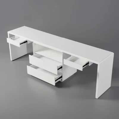 Picture of Clajy – Natural Wood Desk -Modern Desk with 4 Drawers & 1 Cabinet