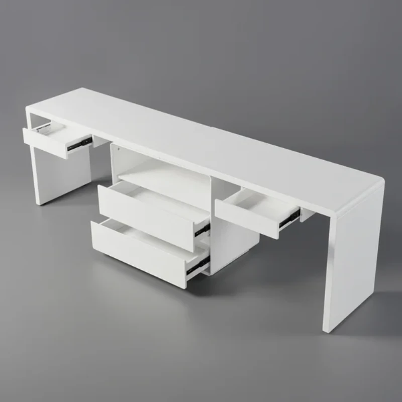 Picture of Clajy – Natural Wood Desk -Modern Desk with 4 Drawers & 1 Cabinet