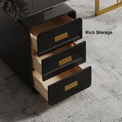 Picture of Jivar – Natural Wood Desk with White & Gold Finish and Castor Feet