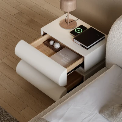 Humply – Curved Drawer Nightstand in Natural Wood