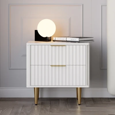 Siri – Side Table in Natural Wood with Stainless Steel Legs