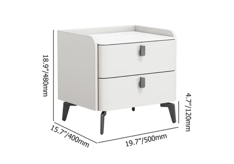 Terryé Nightstand – Natural Wood Design with Faux Marble Top