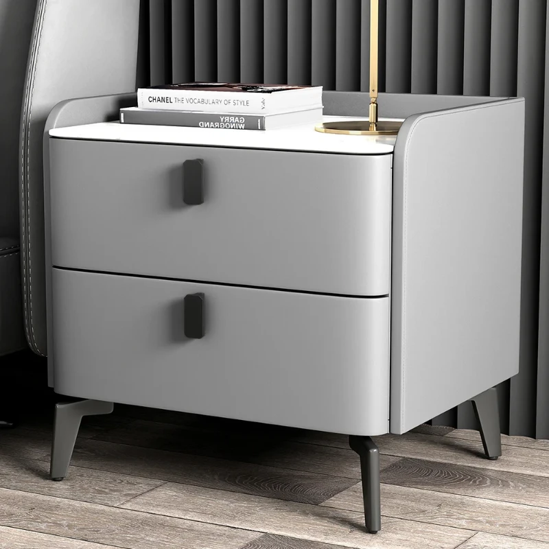 Terryé Nightstand – Natural Wood Design with Faux Marble Top