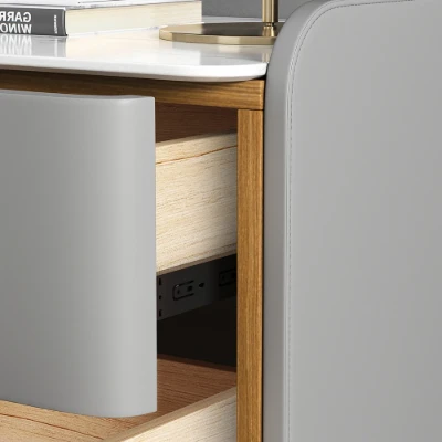 Terryé Nightstand – Natural Wood Design with Faux Marble Top