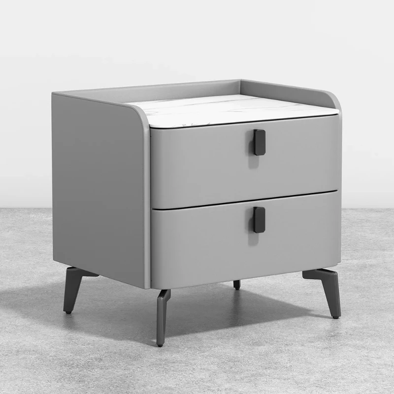 Terryé Nightstand – Natural Wood Design with Faux Marble Top