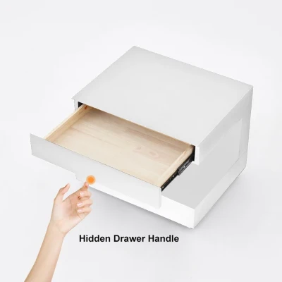 Vens Nightstand – Single Drawer with LED Light and Natural Wood Frame