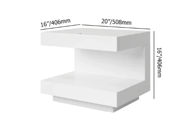 Vens Nightstand – Single Drawer with LED Light and Natural Wood Frame