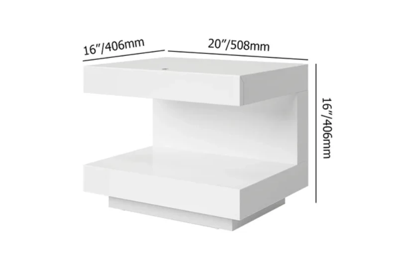Vens Nightstand – Single Drawer with LED Light and Natural Wood Frame