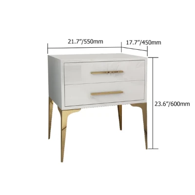 Hype Nightstand – Glossy Modern Design with Two Drawers and Gold Legs