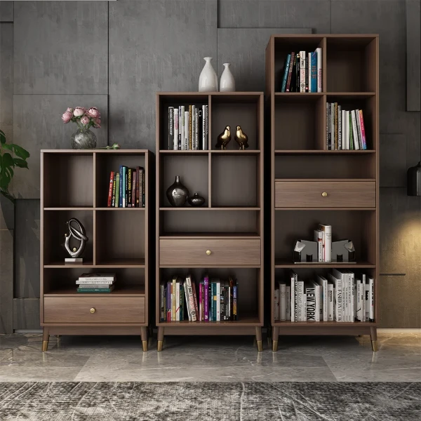 Picture of Gap bookcase - natural wood with frame and metal drawer