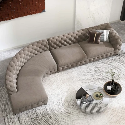 صورة مونتيرو – كنبة شازلونج منحنية من الخشب الطبيعي