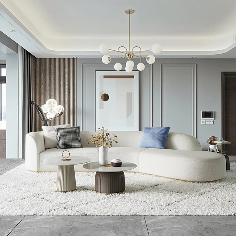 صورة مورا – كنبة ركنية منحنية بقاعدة من الخشب الطبيعي