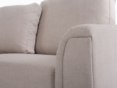 صورة مورا – كنبة زاوية بشكل حرف الـ مع مقعد إضافي -خشب طبيعي وكتان
