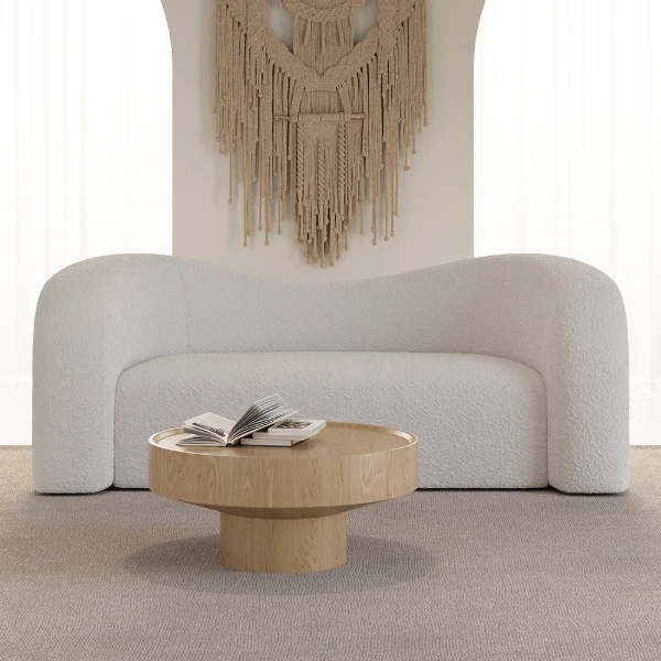 Lunaro Curved Bouclé Sofa – Modern Two-Seater Design
