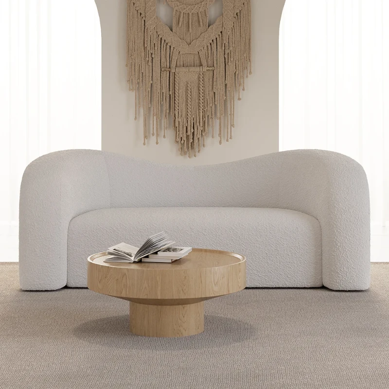 Lunaro Curved Bouclé Sofa – Modern Two-Seater Design