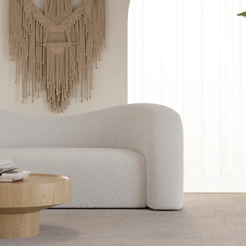 Lunaro Curved Bouclé Sofa – Modern Two-Seater Design