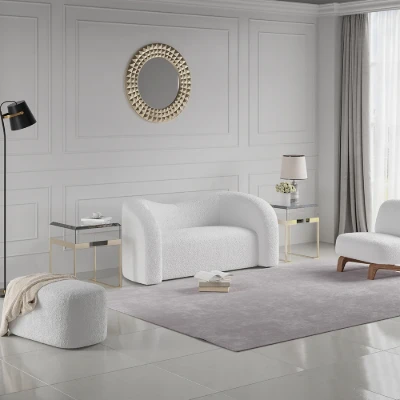 Lunaro Curved Bouclé Sofa – Modern Two-Seater Design