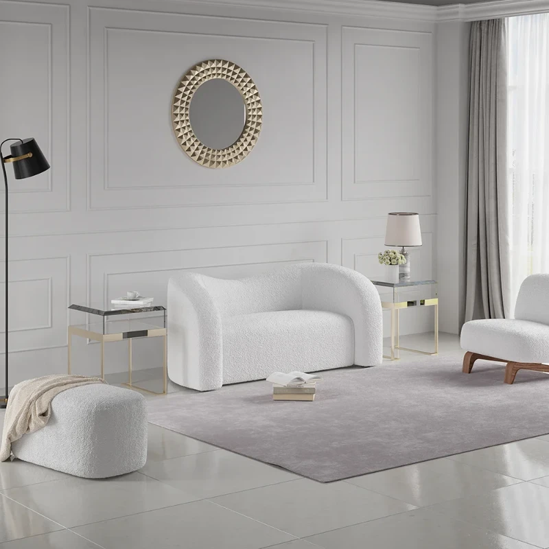 Lunaro Curved Bouclé Sofa – Modern Two-Seater Design