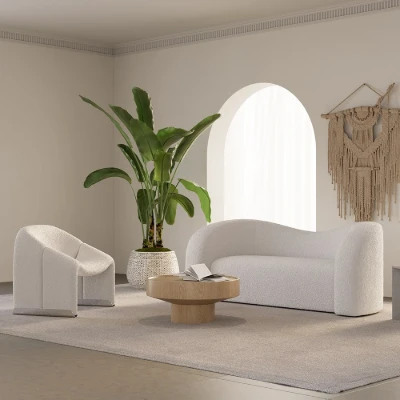 Lunaro Curved Bouclé Sofa – Modern Two-Seater Design