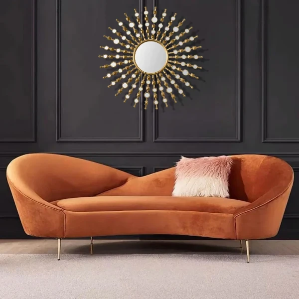 صورة أريكة كينيف الحديثة بثلاث مقاعد ذات تصميم منحني