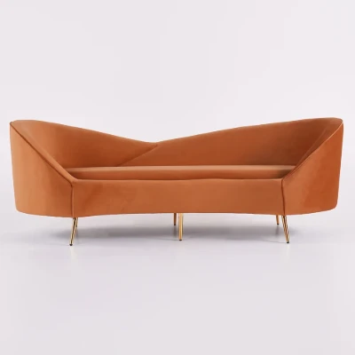 صورة أريكة كينيف الحديثة بثلاث مقاعد ذات تصميم منحني
