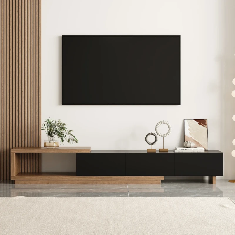 Mauro Media Set in Natural Wood & Black