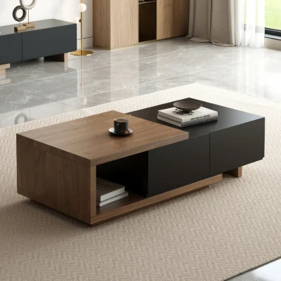 Mauro Media Set in Natural Wood & Black