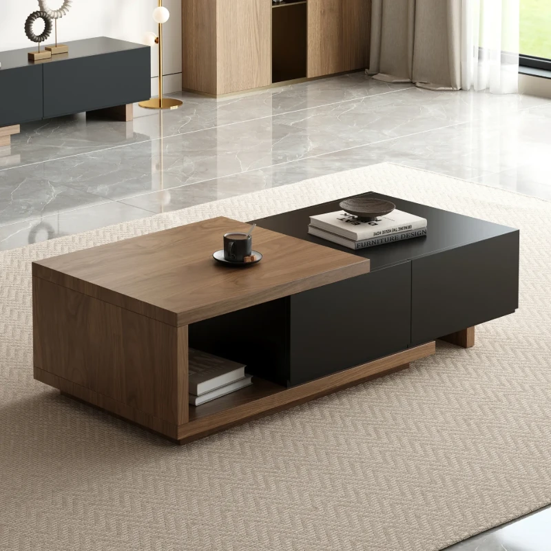 Mauro Media Set in Natural Wood & Black