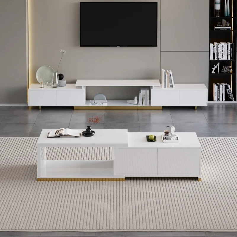 Ardena Living Ensemble – Natural Wood TV Unit & Table Set