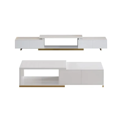 Ardena Living Ensemble – Natural Wood TV Unit & Table Set